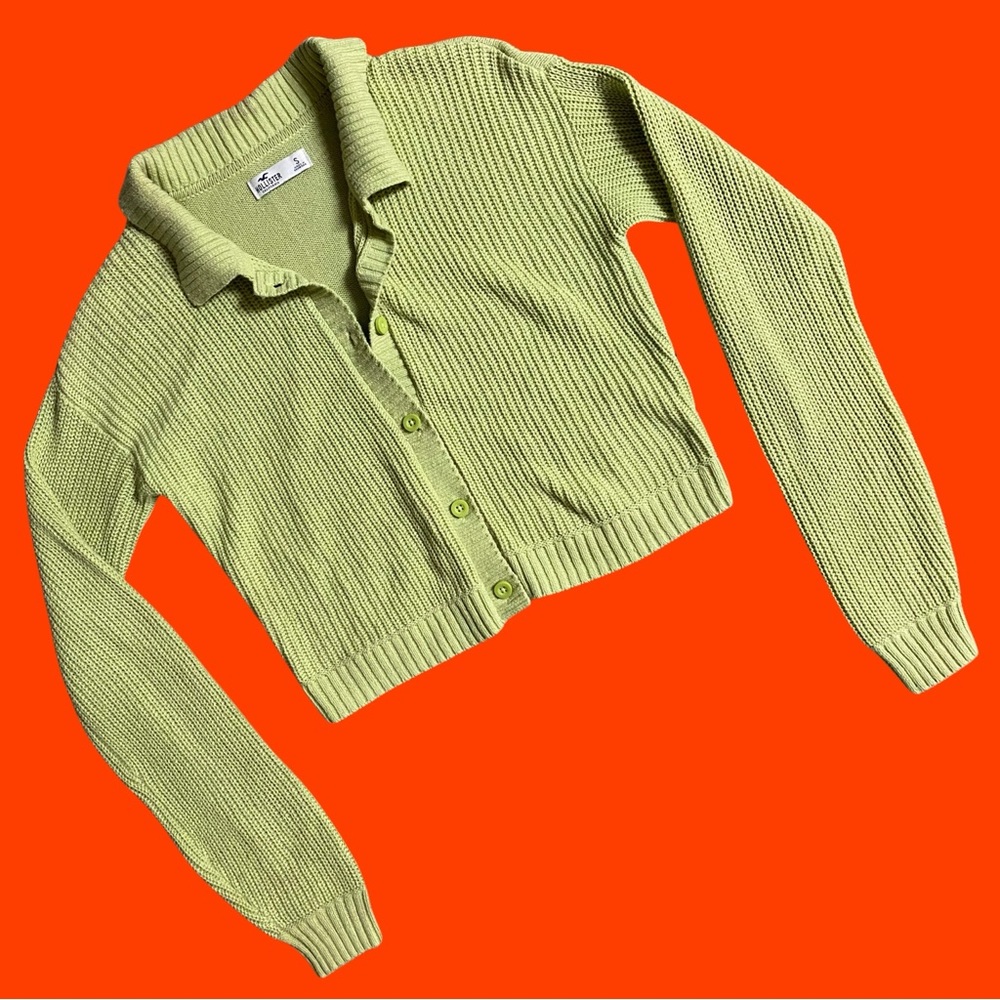 HOLLISTER Cropped Knitted Long Sleeve Cardigan